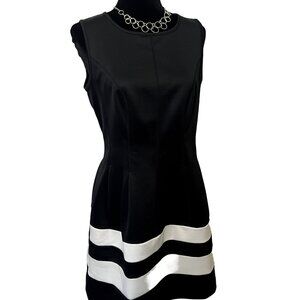 Apt. 9 Black White Fit & Flare Cocktail Dress Party Date Business Travel Medium